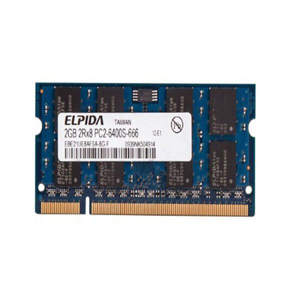 رم لپ تاپ DDR2 تک کاناله 800 مگاهرتز CL6 الپیدا مدل 6400s ظرفیت 2 گیگابایت Elpida 6400s DDR2 CL6 800Mhz laptop ram 2GB